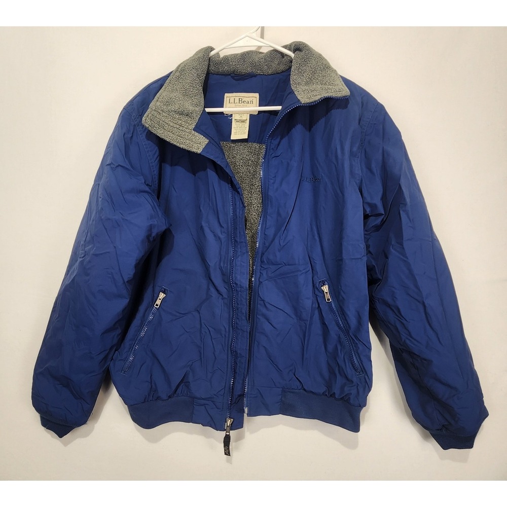 L.L.BEAN Vintage Men's Blue Warm Up Bomber Jacket‎ Fleece Lined Size M